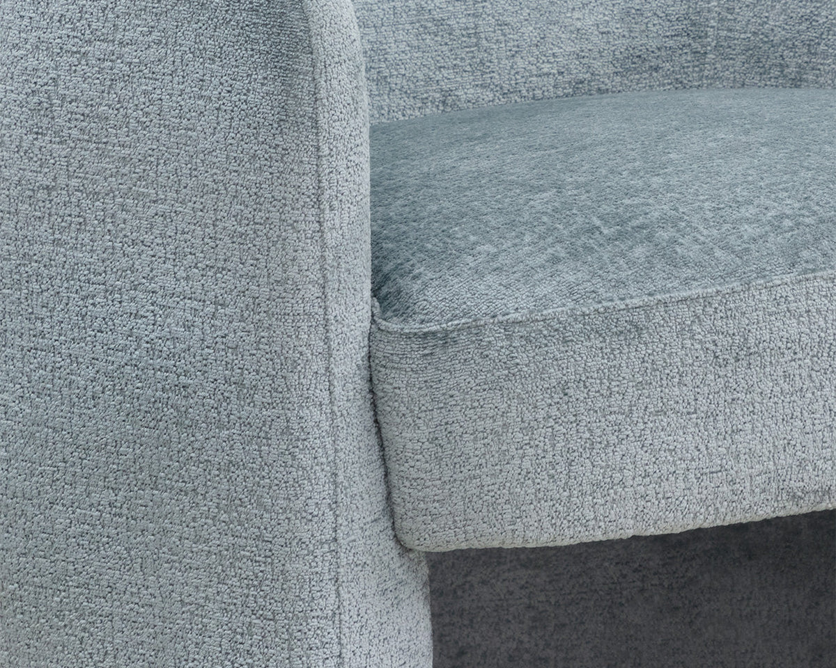 Mircea French Blue Plush Upholstered Curved Accent Chair