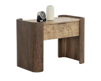 Beryl Burl/Brown Wood & Gold Nightstand