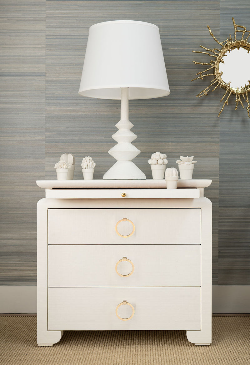 Vani 3 Drawer Vanilla Nightstand/End Table With Round Gold Handles