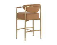 Heloise Cognac Faux Leather & Gold Counter Stool