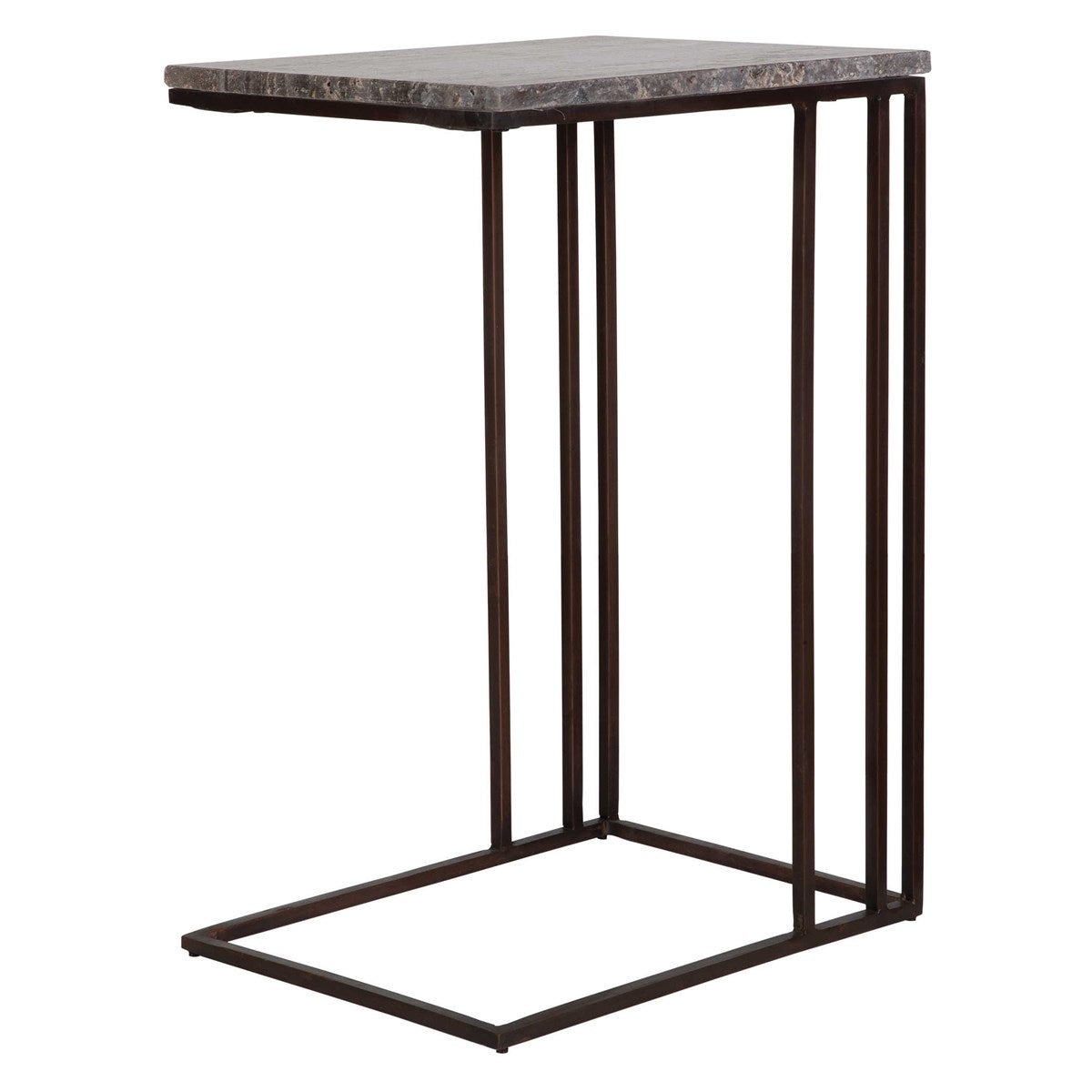 Theo Travertine & Dark Bronze Accent Table