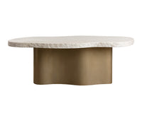 Idris 85.5" Faux Travertine Concrete & Brass Indoor/Outdoor Dining Table