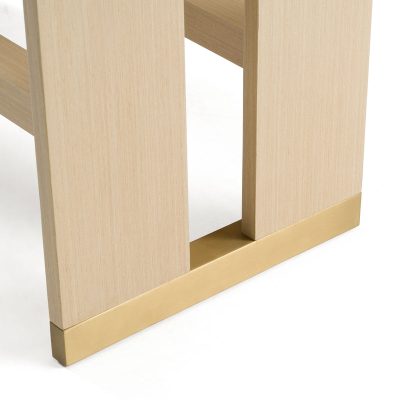 Violette Modern Glass/Natural Oak & Gold Dining Table