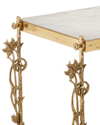 Fiore 72" White Marble & Polished Brass Console Table