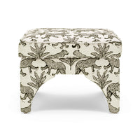 Kaelie Taupe Leopard Performance Jacquard Ottoman
