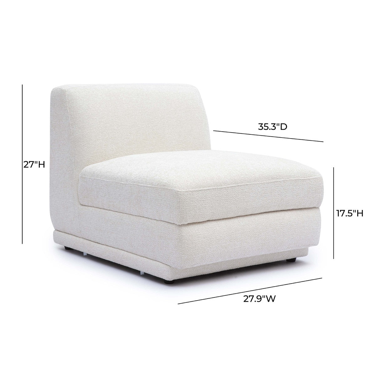 Arabella Cream Chenille Modular Armless Chair