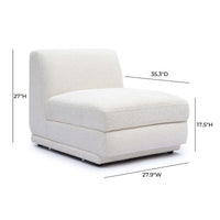 Arabella Cream Chenille Modular Armless Chair