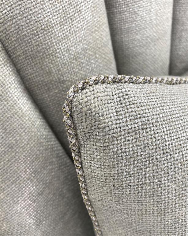 Waterfall Silver Glazed Linen Chair with Moonstone Arm Caps