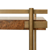 Georgiana Dark Burl Wood & Brass Bar Cart