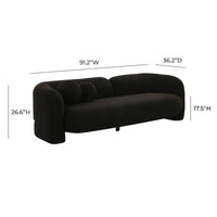 Camille 91.2" Black Contract-Grade Faux Fur Sofa