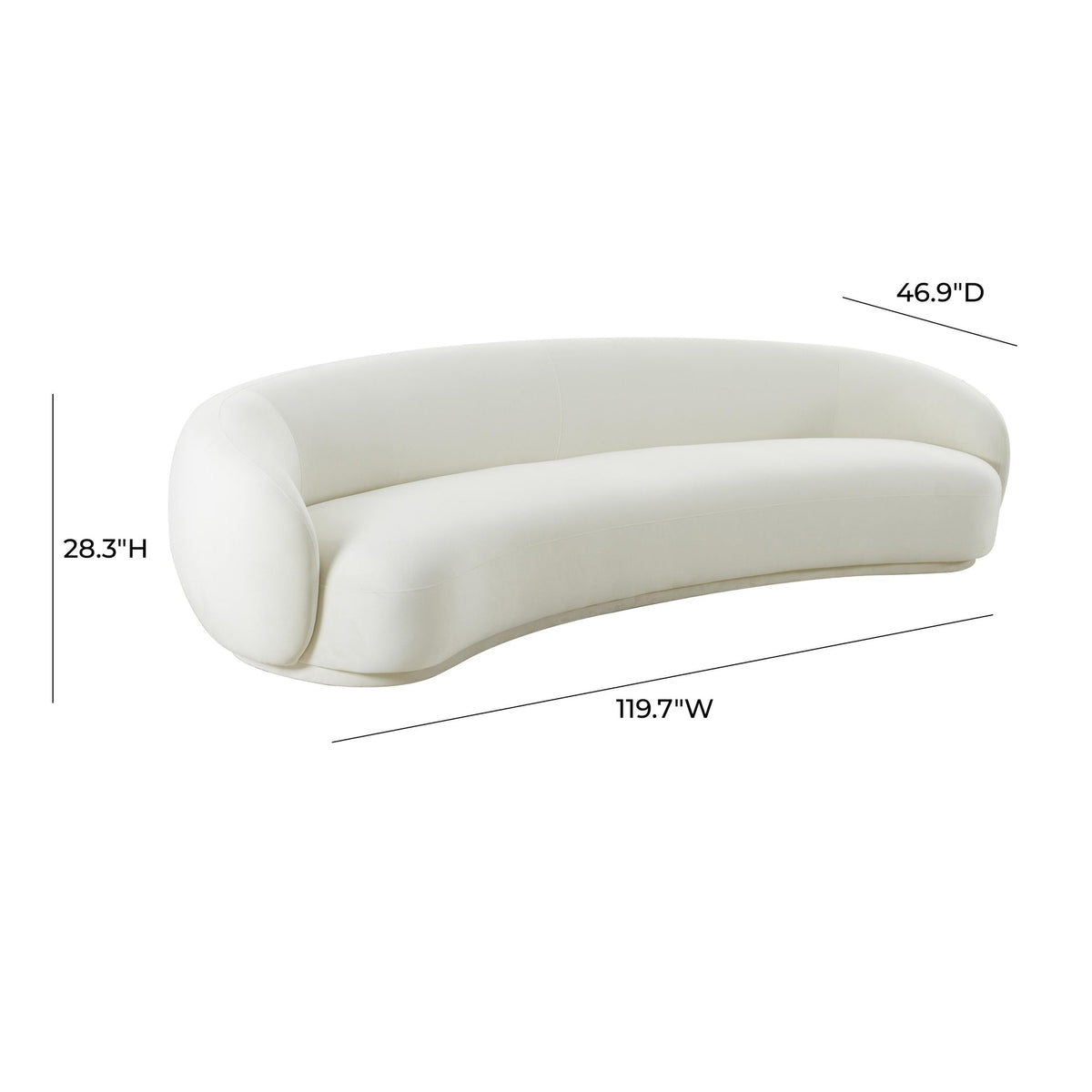Coty Plush Cream Velvet 120" Sofa - Luxury Living Collection