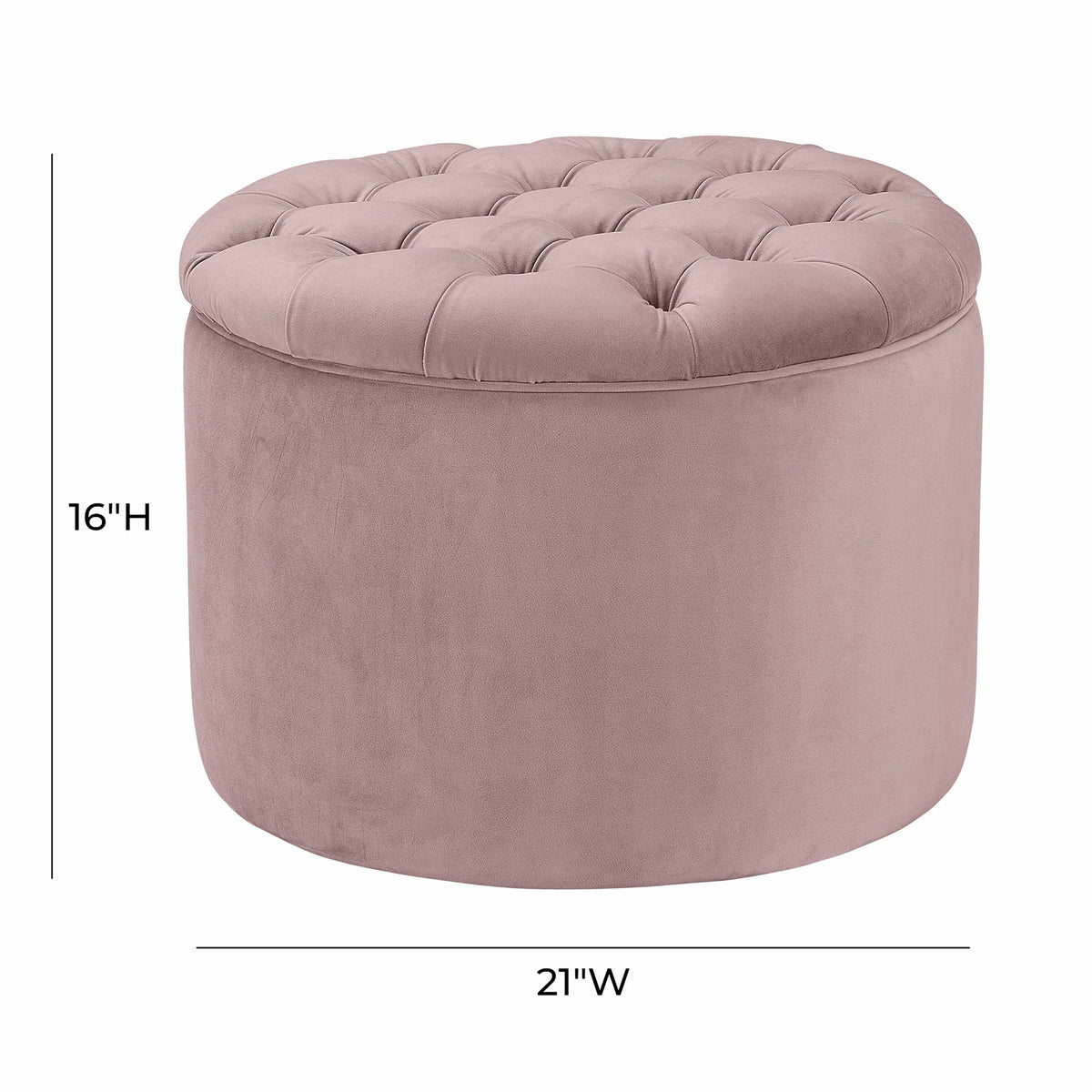 Carley 21.6" Mauve Performance Velvet Round Storage Ottoman