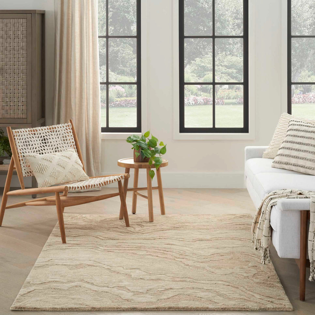 Refined Taupe Wool Area Rug