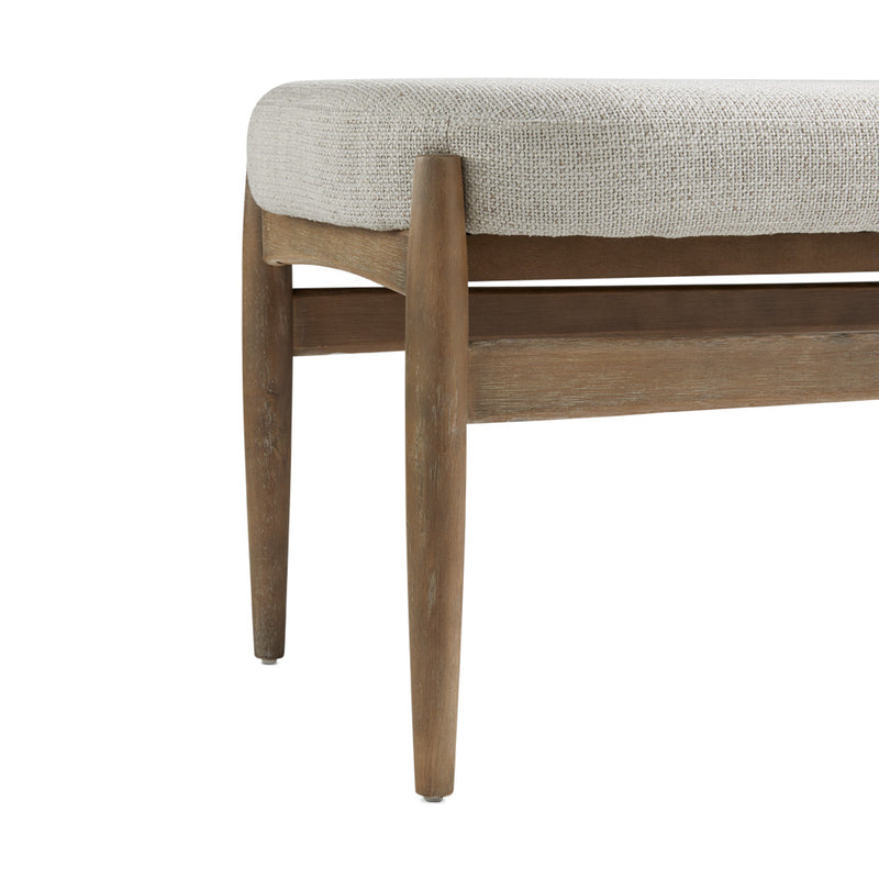 Winslow Grey Linen & Wood Bench