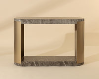 Cavette 50" Dark Emperador Faux Marble & Brass Console - Indoor/Outdoor