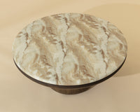 Orula 40" Faux Marble & Brown Oak Concrete Indoor/Outdoor Coffee Table