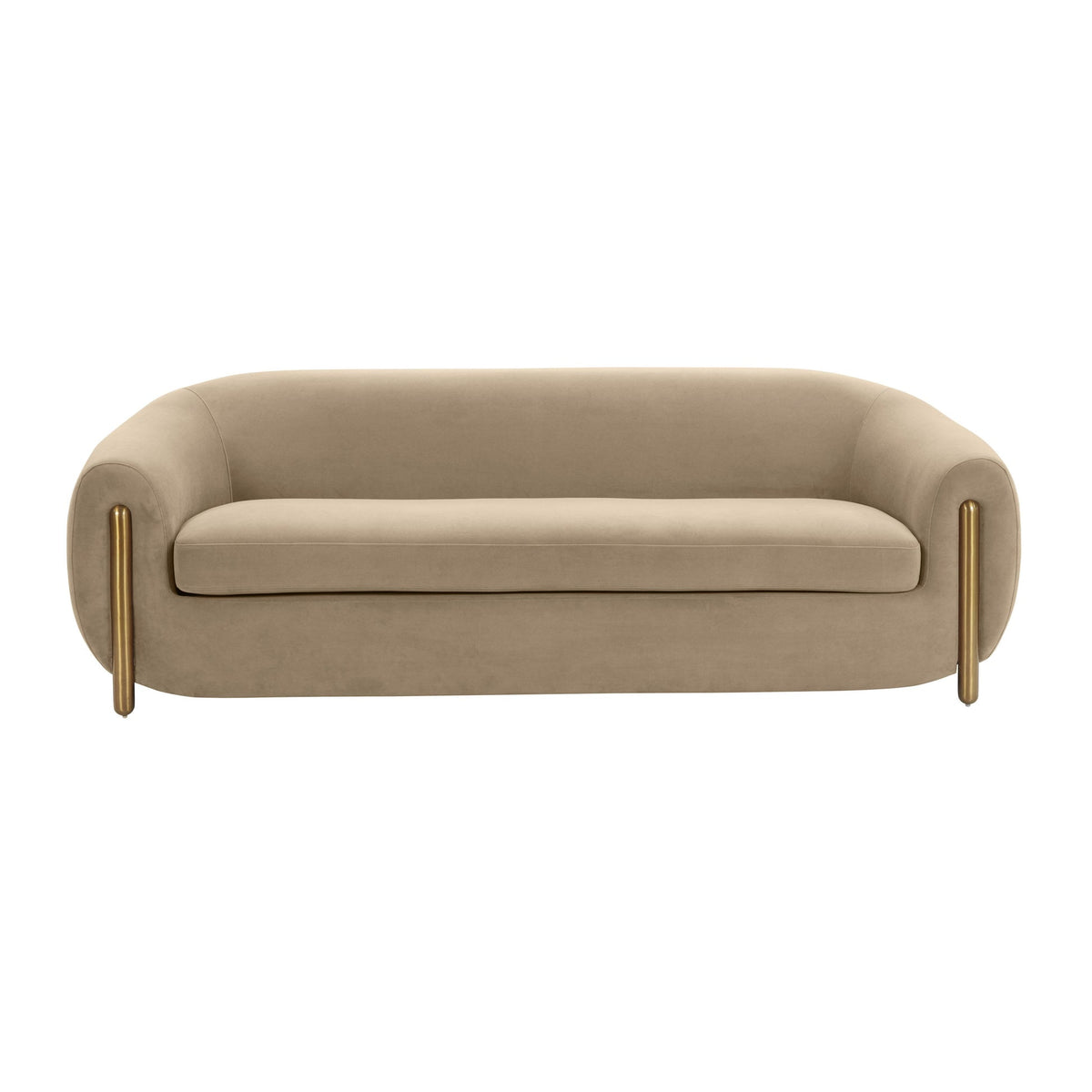 Lina 93" Cafe Au Lait Brown Performance Velvet Sofa