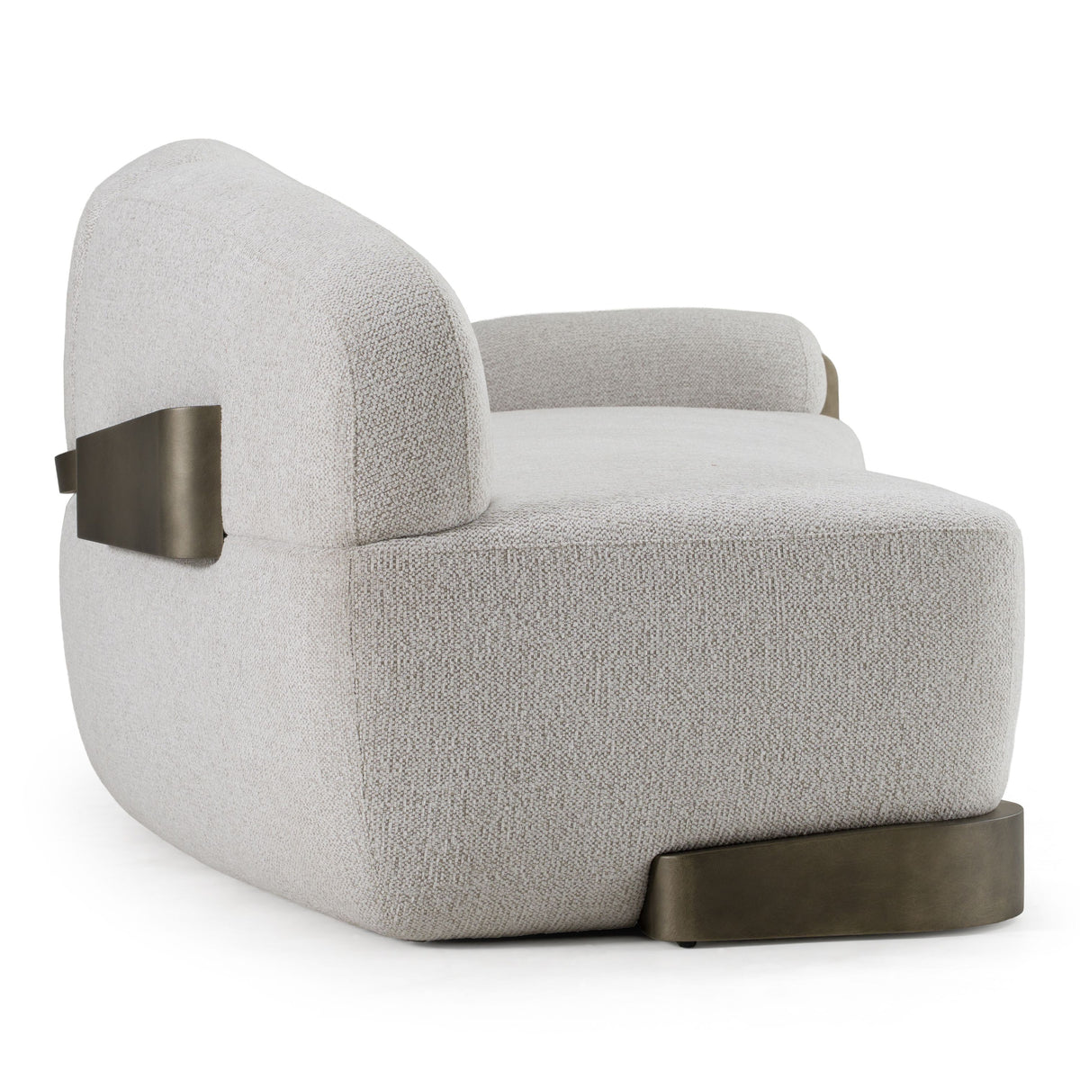 Grace 107" Modern Off-White & Antique Brass Sofa
