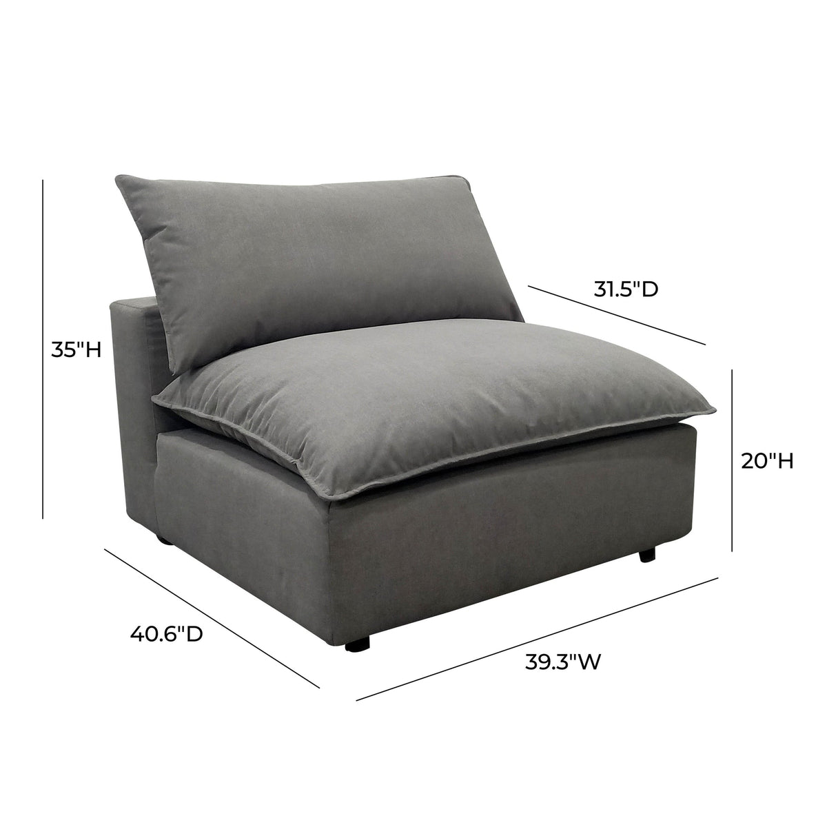 Cali Slate Performance Fabric Modular Armless Chair