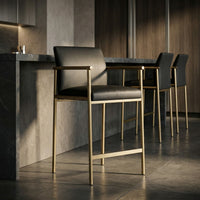 Aurora Modern Black Vegan Leather & Gold Counter Stool