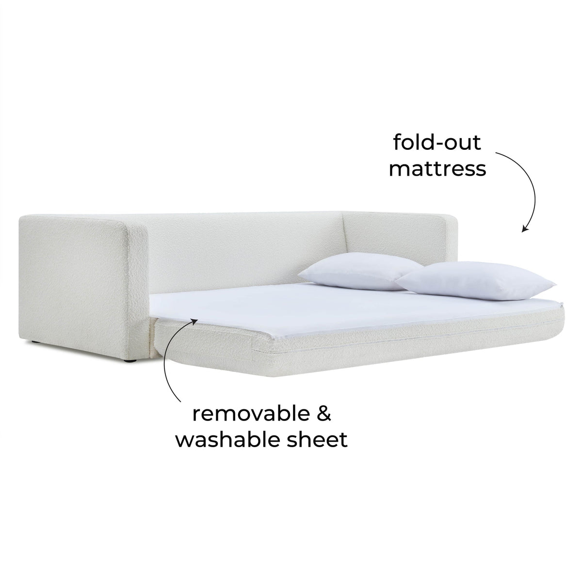 Reese  91" Cream Performance Boucle Sofa Bed