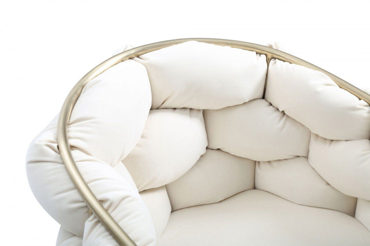 Camber Modern Off White & Gold Dining Chair