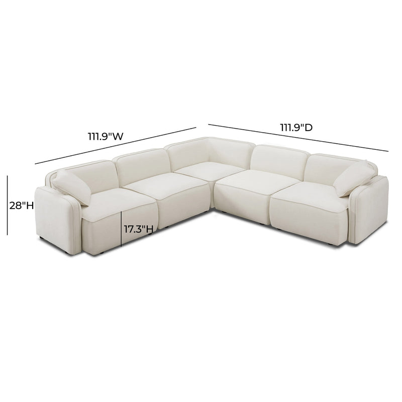 Travie 111" Sand Upcycled Linen Modular L-Sectional