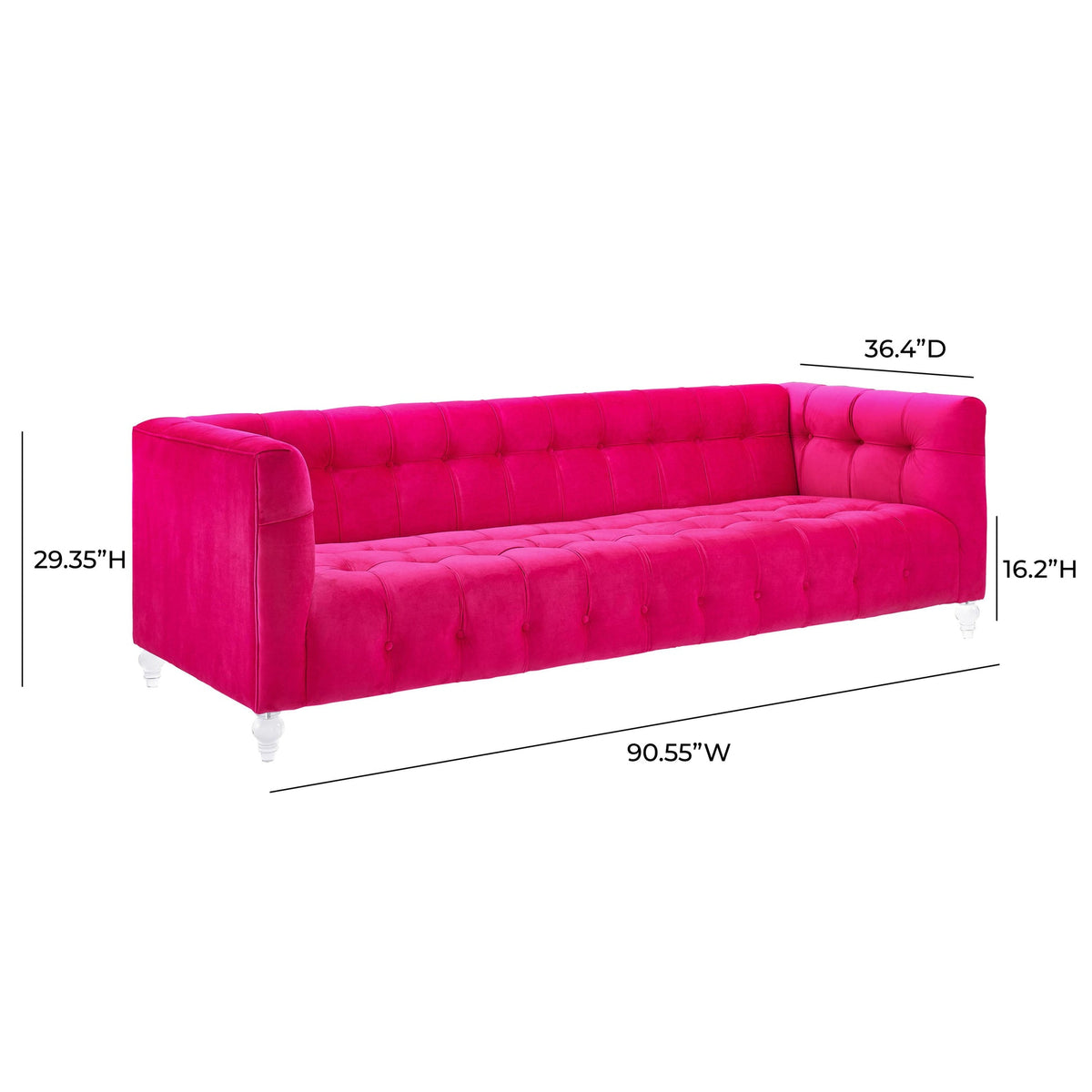 Belgravia 90.6" Pink Performance Velvet Sofa