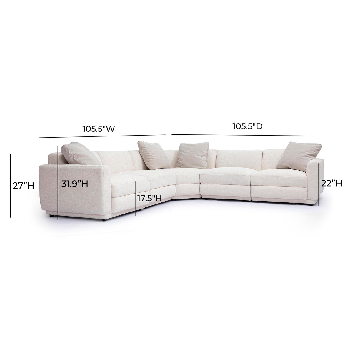 Arabella 105.5" Cream Performance Chenille Modular L-Sectional