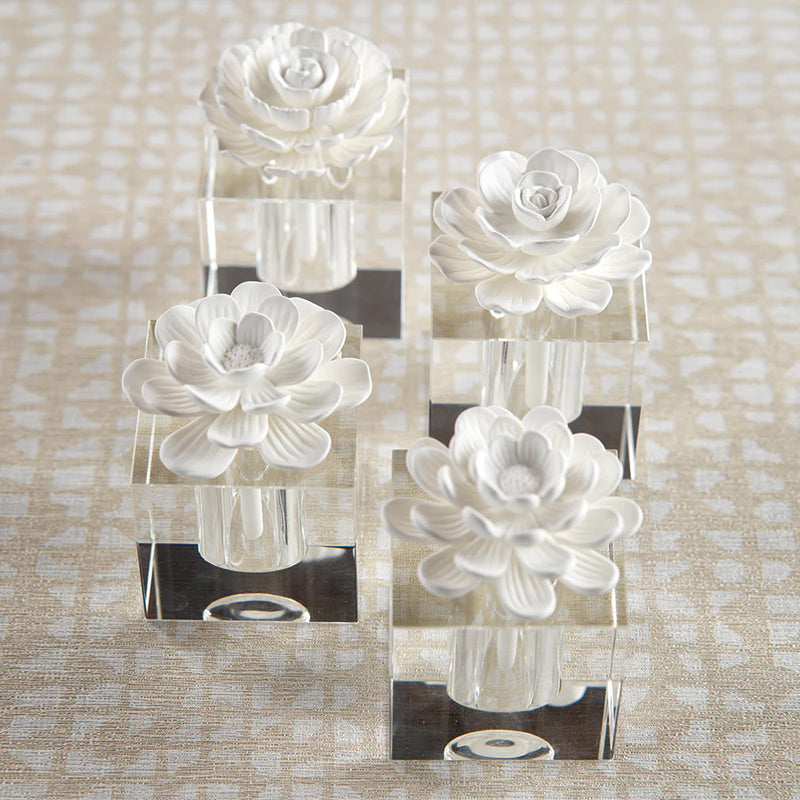 Modena White Rose Fragrance Porcelain & Crystal Diffuser (Sets of 2 & 4) - 2 Sizes Available