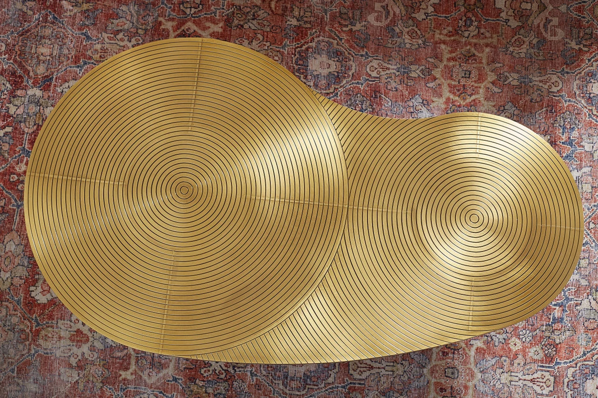 Jacklyn 55.25" Antique Brass & Dark Bronze Coffee Table