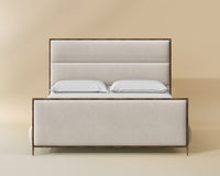 Yasmine Alabaster Performance Fabric & Antique Brass King Bed