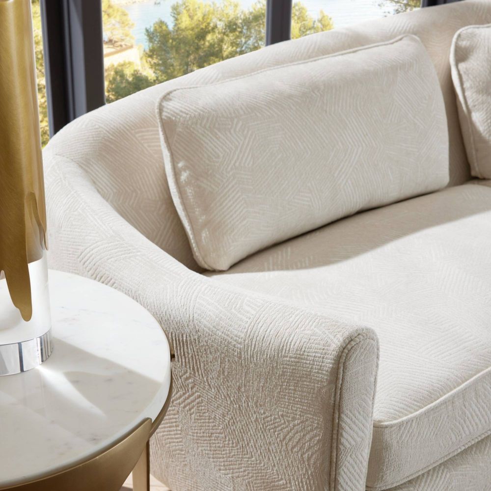 Vincent 80.5" Textured Ivory & Dark Walnut Sofa