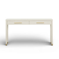 Dorite 54" Cream Faux Shagreen 2-Drawer Console Table