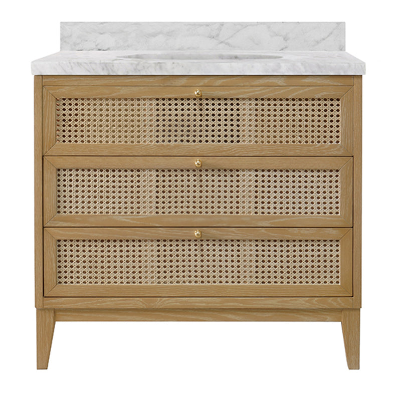 Sariah 36.5" Cerused Oak & Marble Bath Vanity