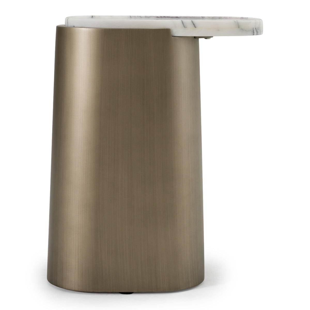 Magnolia 16.9" Modern White Marble & Antique Brass Accent Table