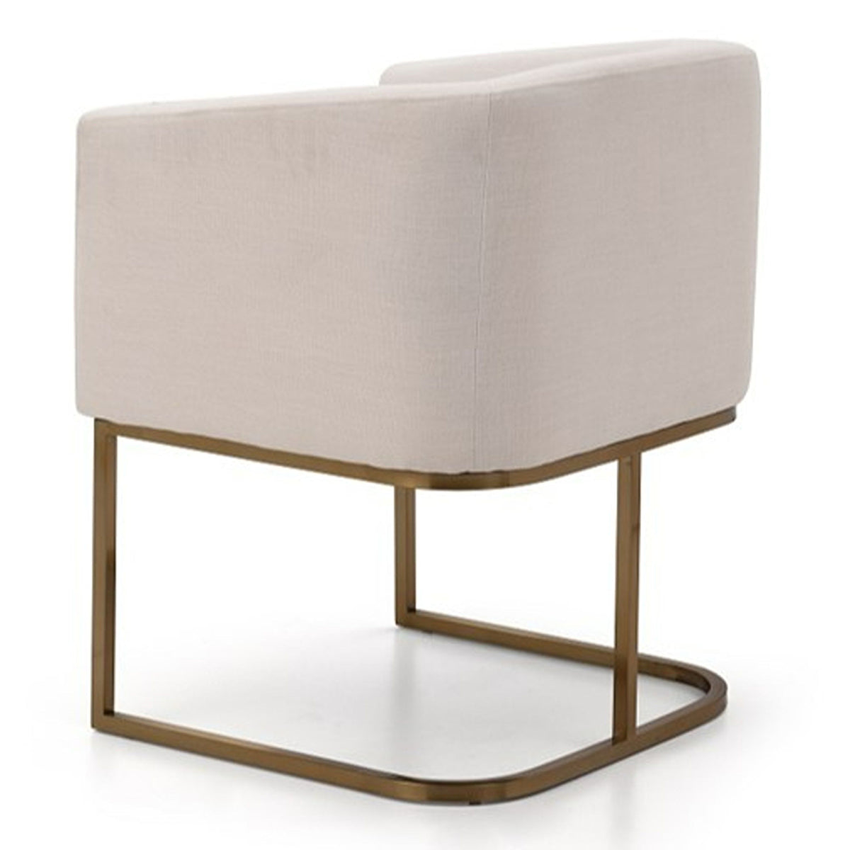 Ren Modern White Fabric & Antique Brass Dining Chair