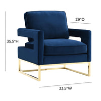 Glimer Navy Velvet Chair - Luxury Living Collection