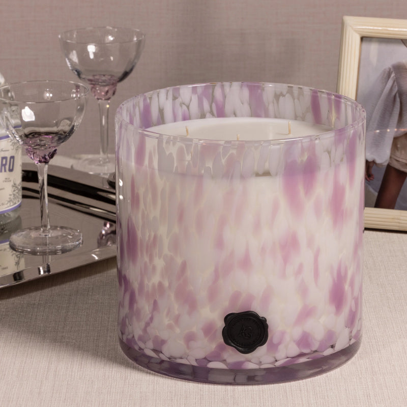Opal Glass Five-Wick Candle Jar White & Lilac/Elderflower Gin (Set of 2)