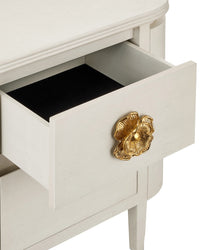 Fleur 28" White & Gold 2 Drawer Nightstand