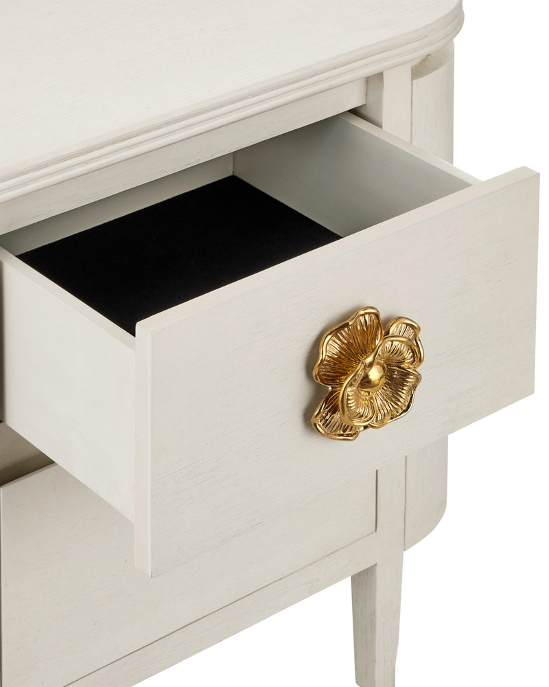 Fleur 28" White & Gold 2 Drawer Nightstand