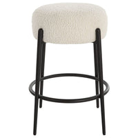 Riely White Faux Shearling & Black Counter Stool