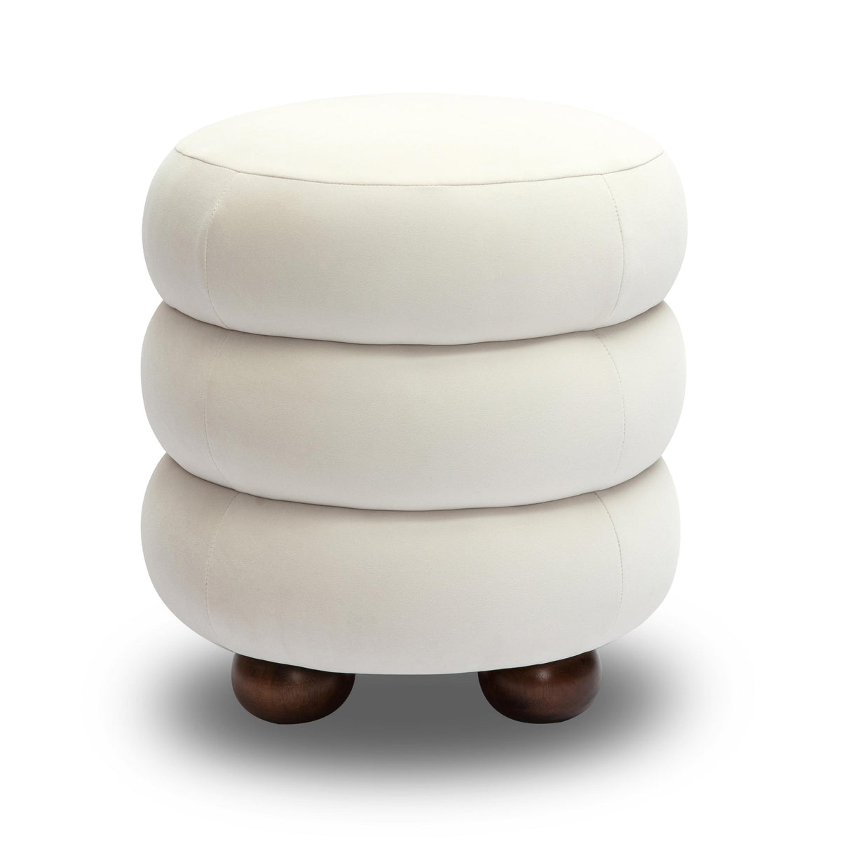 Stefanie Cream Performance Velvet Ottoman