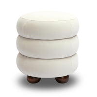 Stefanie Cream Performance Velvet Ottoman
