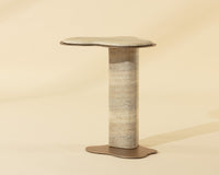Isola Sand Faux Travertine Concrete Indoor Outdoor Accent Table