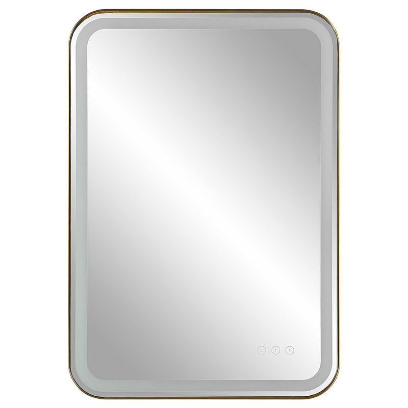 Miraze 32" Gold Lighted Vanity Rectangular Mirror