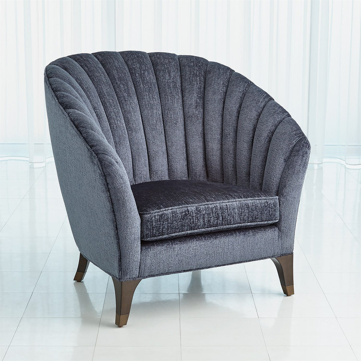 Luxe Scallop Indigo Accent Chair