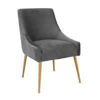 Prado Pleated Grey Velvet With Gold Frame Chair - Luxury Living Collection