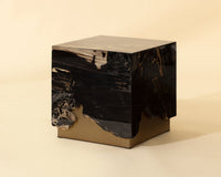 Truett 20" Black Polished Wood & Gold End Table