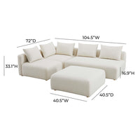 Karsyn 104.5" Cream Performance Boucle 4-Piece Modular Chaise Sectional